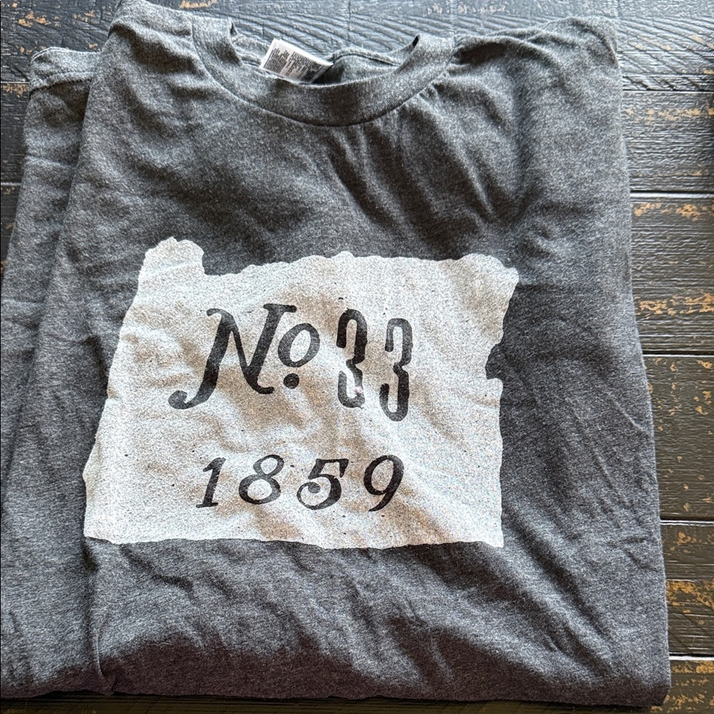 American Apparel Charcoal Gray Short Sleeve Tee with White Graphic